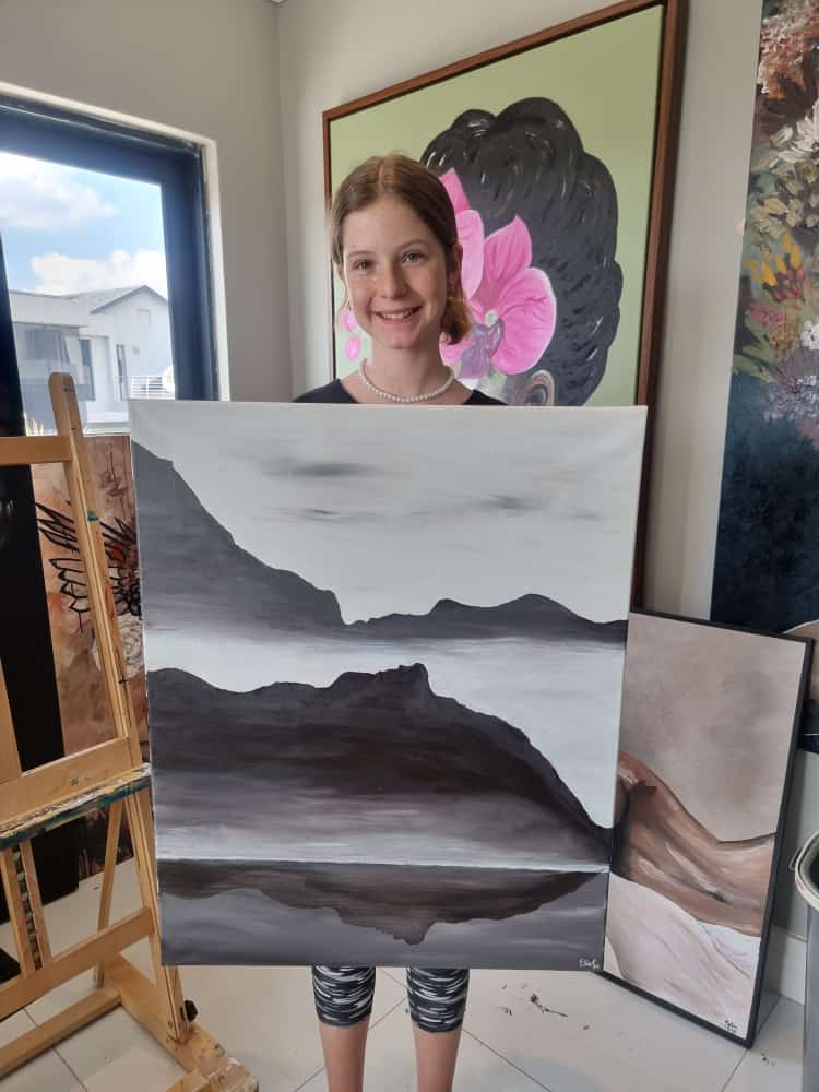 -SOLD- "Mystic Mountain" - By Teen Artist Ella Rose - 75cm x 60cm - Image 7