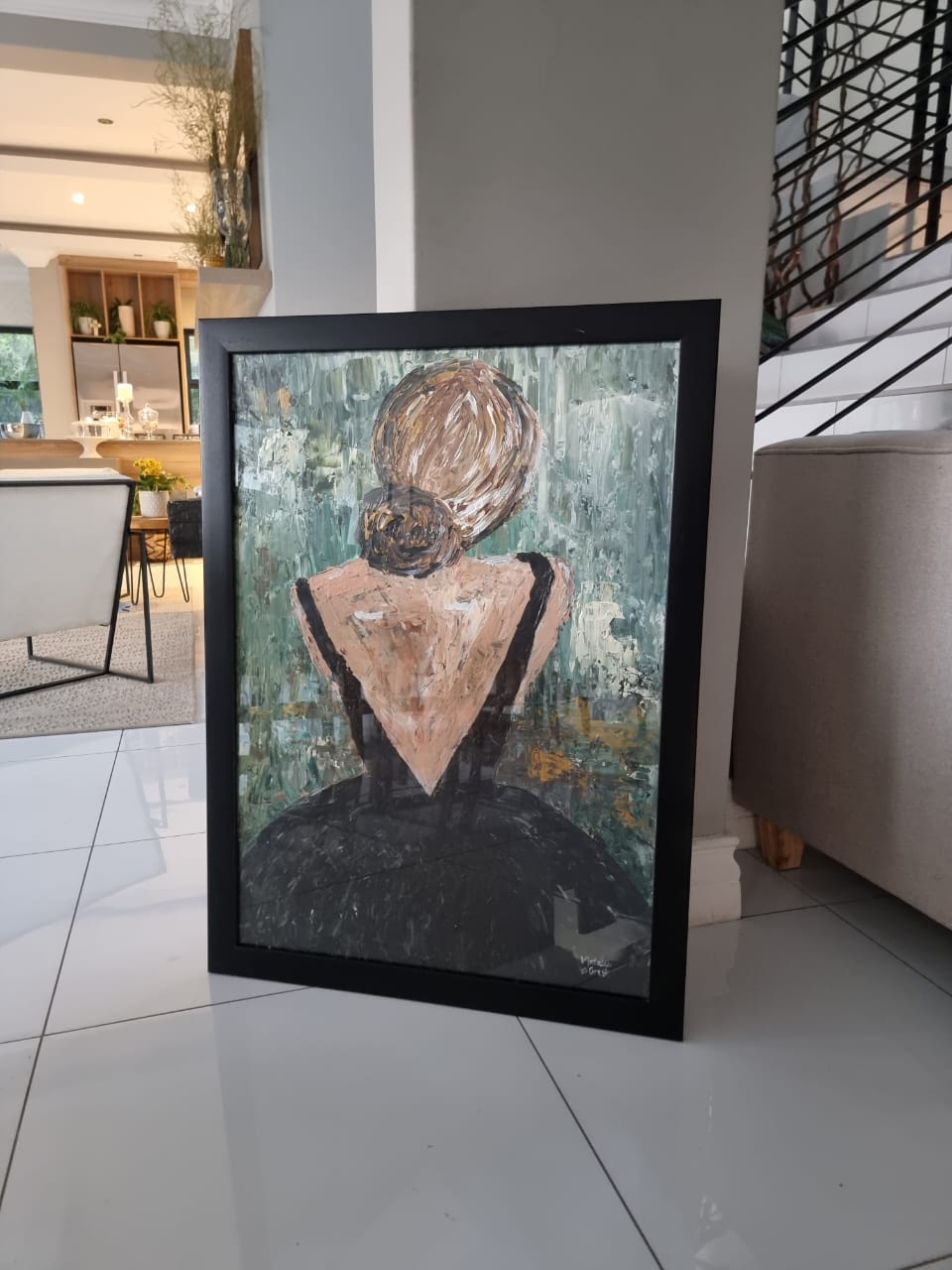 - SOLD - "The Dance" - Framed in Black Wooden Frame with Glass - 92cm x 67cm