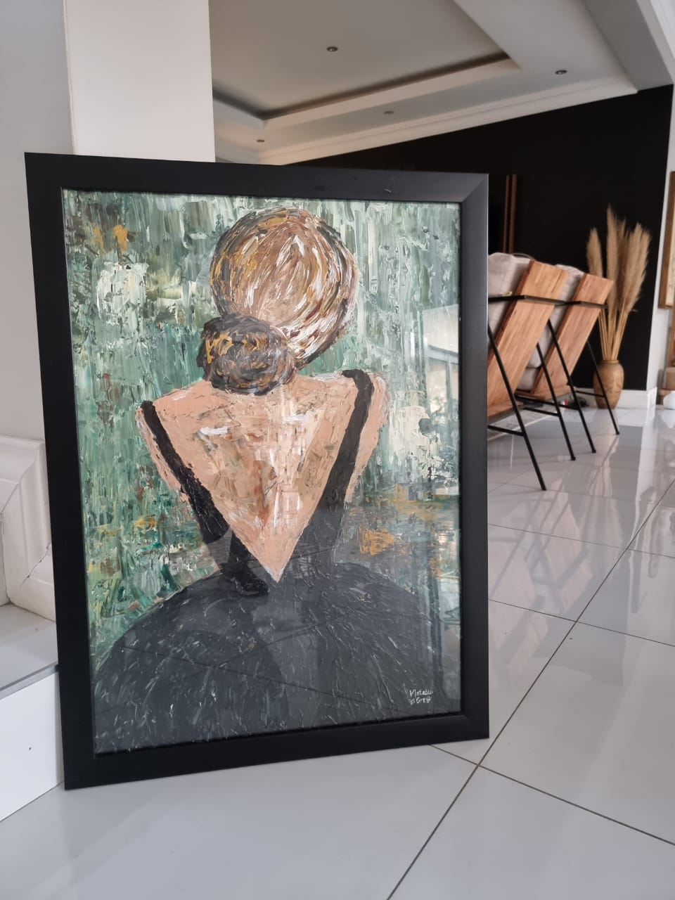 - SOLD - "The Dance" - Framed in Black Wooden Frame with Glass - 92cm x 67cm - Image 14