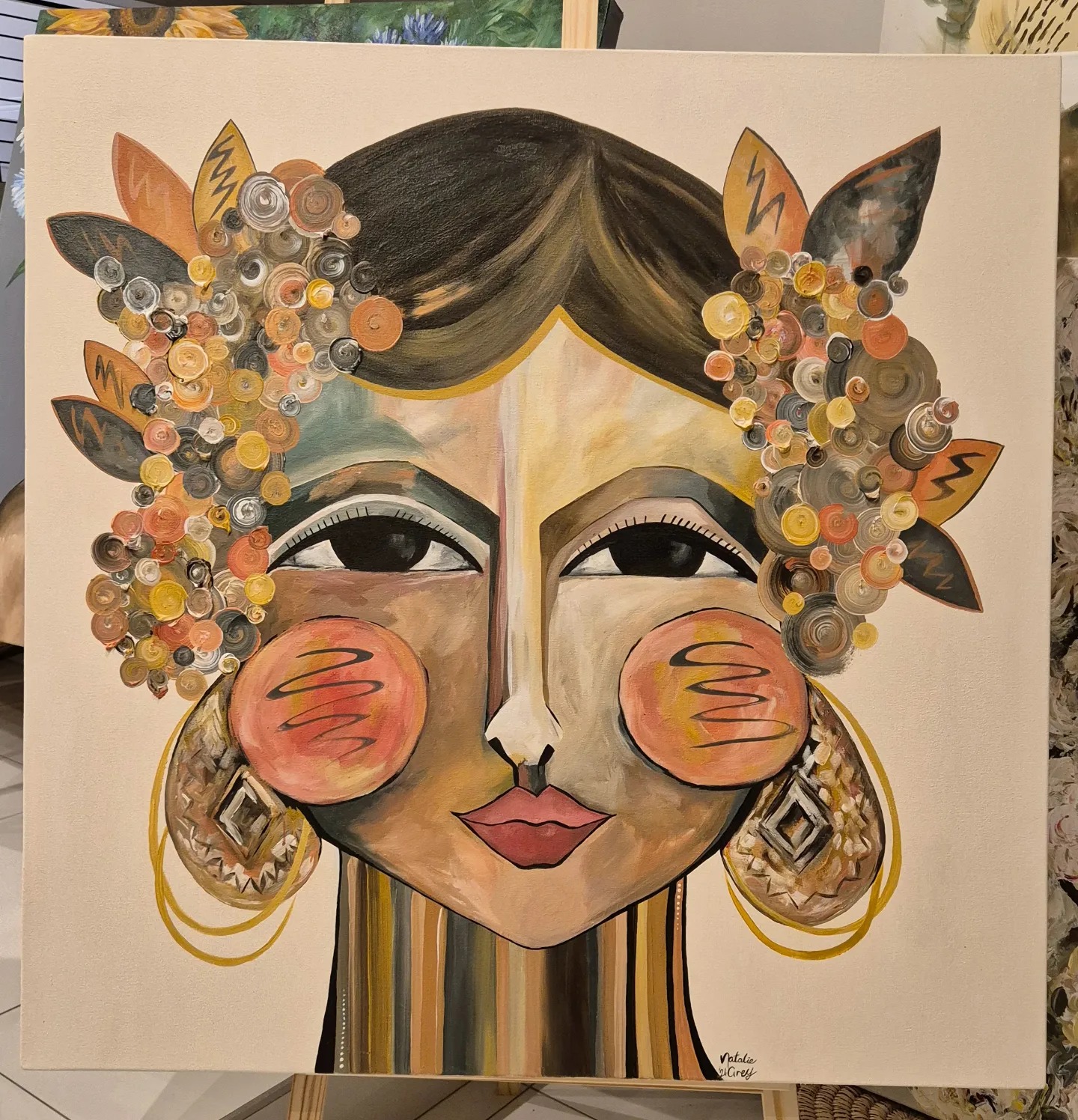 - SOLD - "Zingara Kween" - 100 x 100cm - Acrylic on Canvas - Image 4