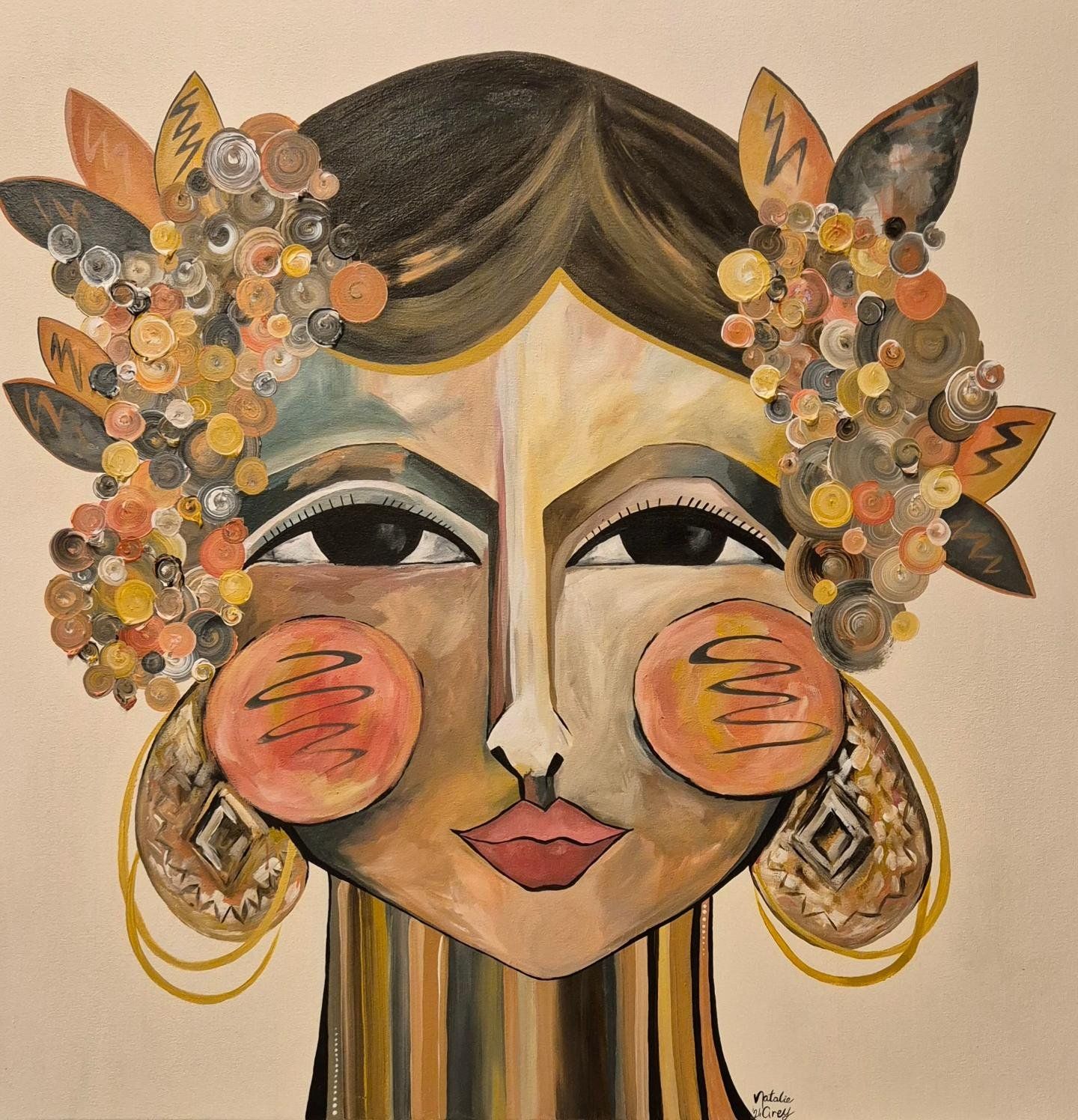 - SOLD - "Zingara Kween" - 100 x 100cm - Acrylic on Canvas - Image 10