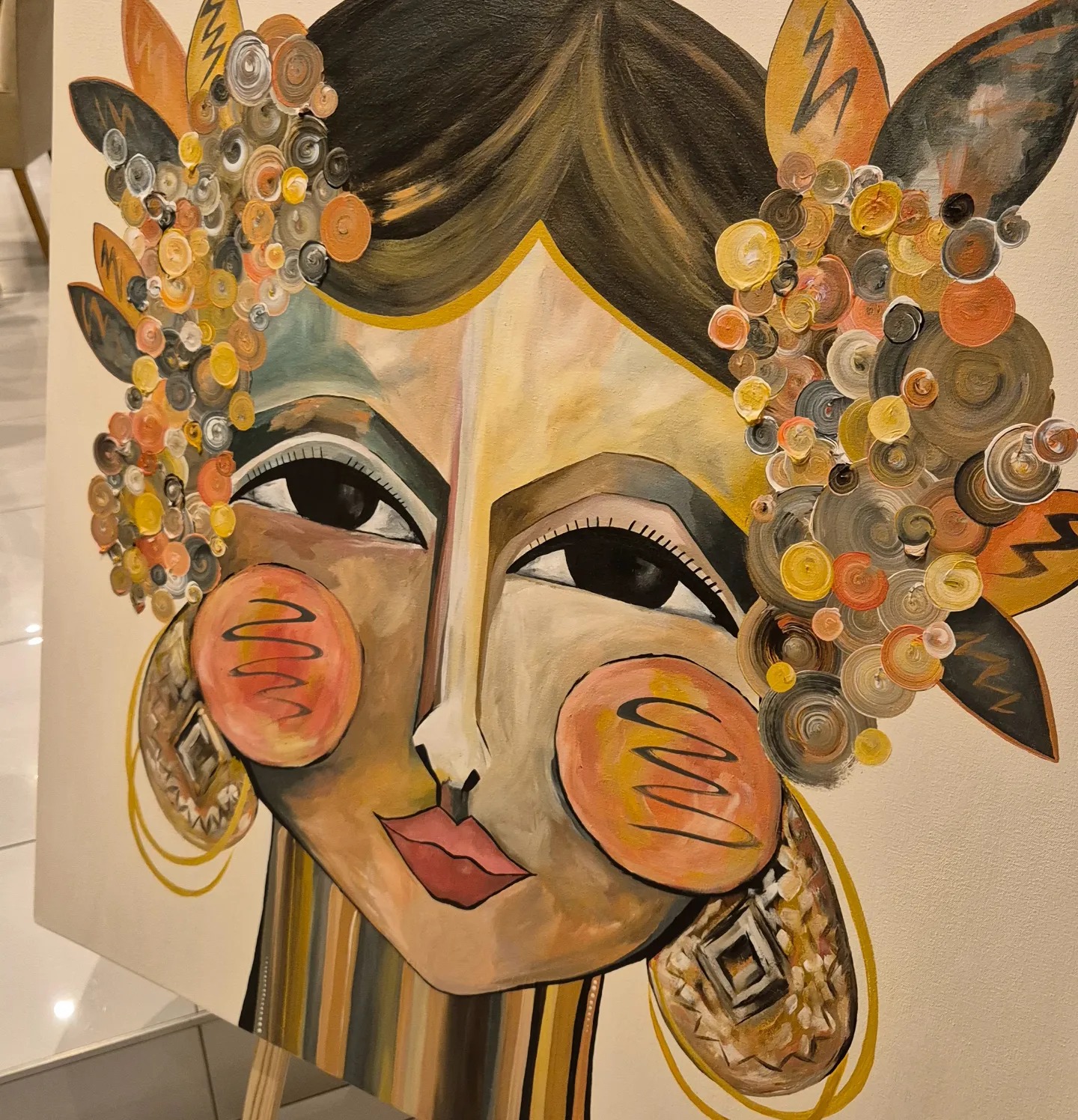 - SOLD - "Zingara Kween" - 100 x 100cm - Acrylic on Canvas - Image 9