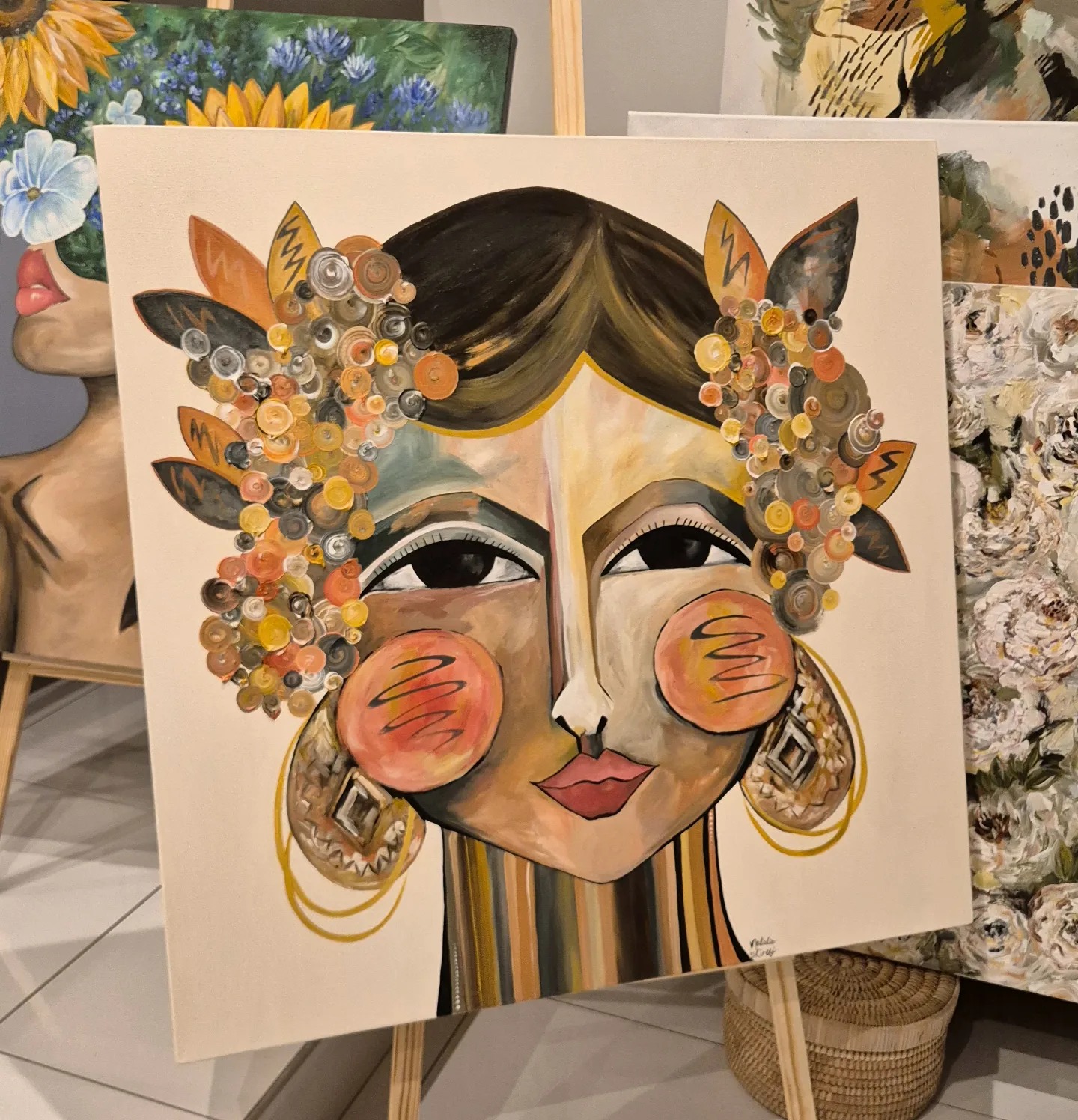 - SOLD - "Zingara Kween" - 100 x 100cm - Acrylic on Canvas - Image 2