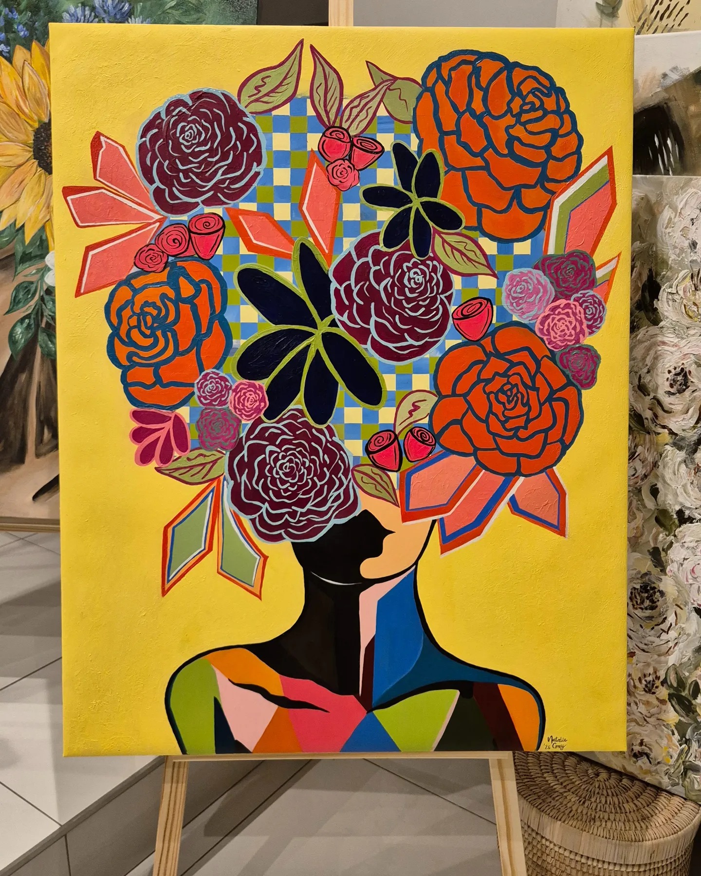 - SOLD - "Floral Fusion" - 84 x 110cm - Acrylic on canvas - Image 8