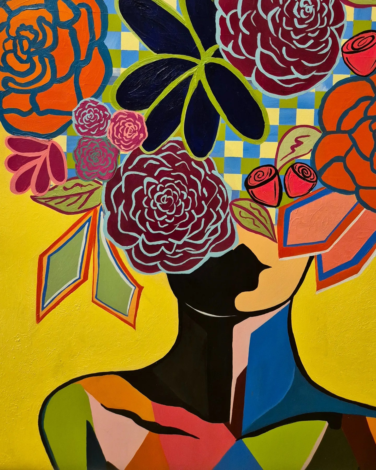 - SOLD - "Floral Fusion" - 84 x 110cm - Acrylic on canvas - Image 7