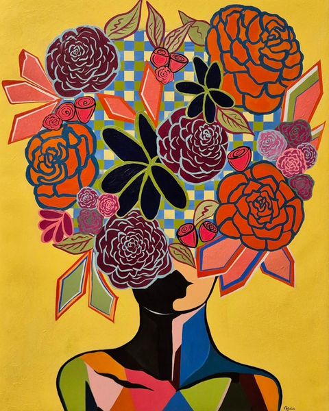 - SOLD - "Floral Fusion" - 84 x 110cm - Acrylic on canvas - Image 9