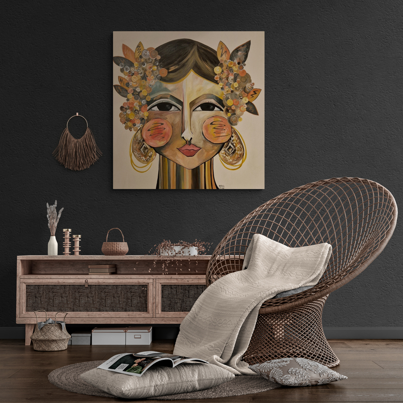 - SOLD - "Zingara Kween" - 100 x 100cm - Acrylic on Canvas - Image 7