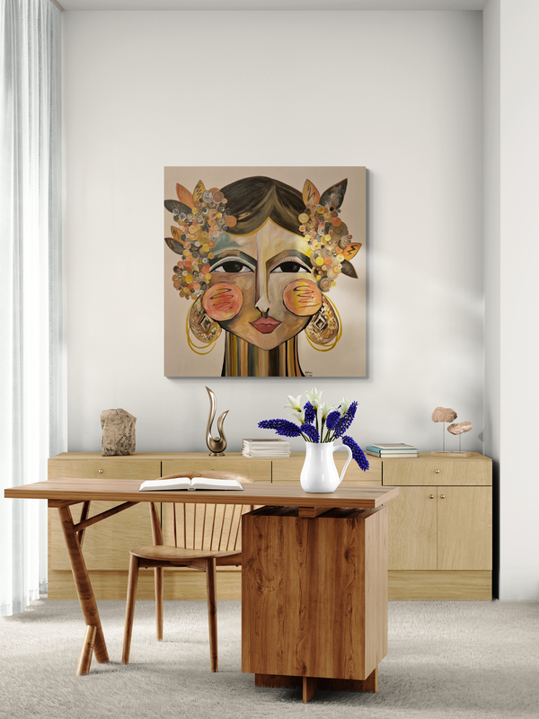 - SOLD - "Zingara Kween" - 100 x 100cm - Acrylic on Canvas - Image 14