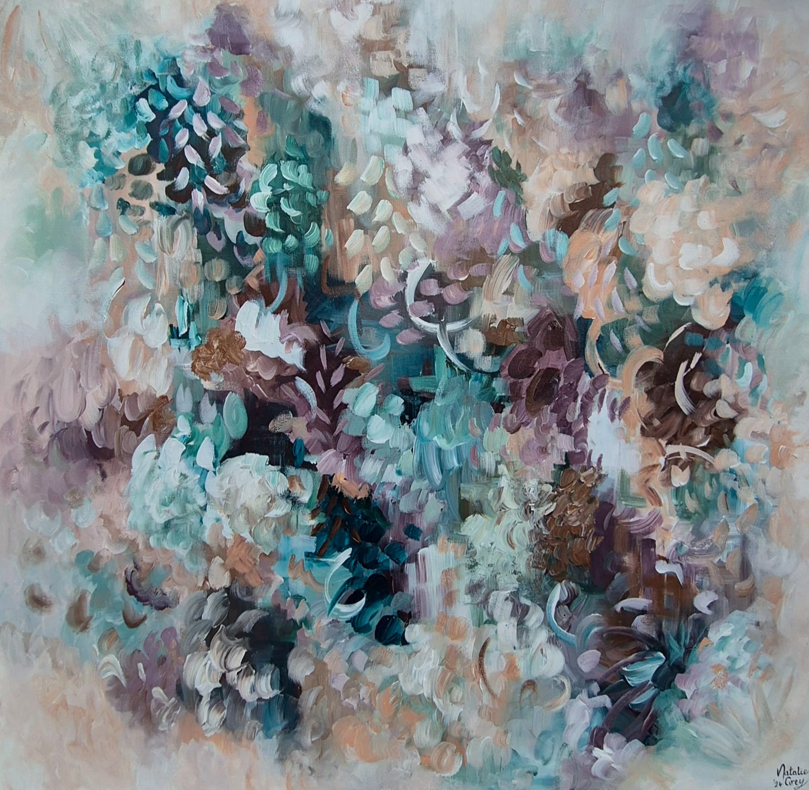 SOLD - "Whispers Of Blooms" - 100 x 100cm - Acrylic on Canvas - Image 6