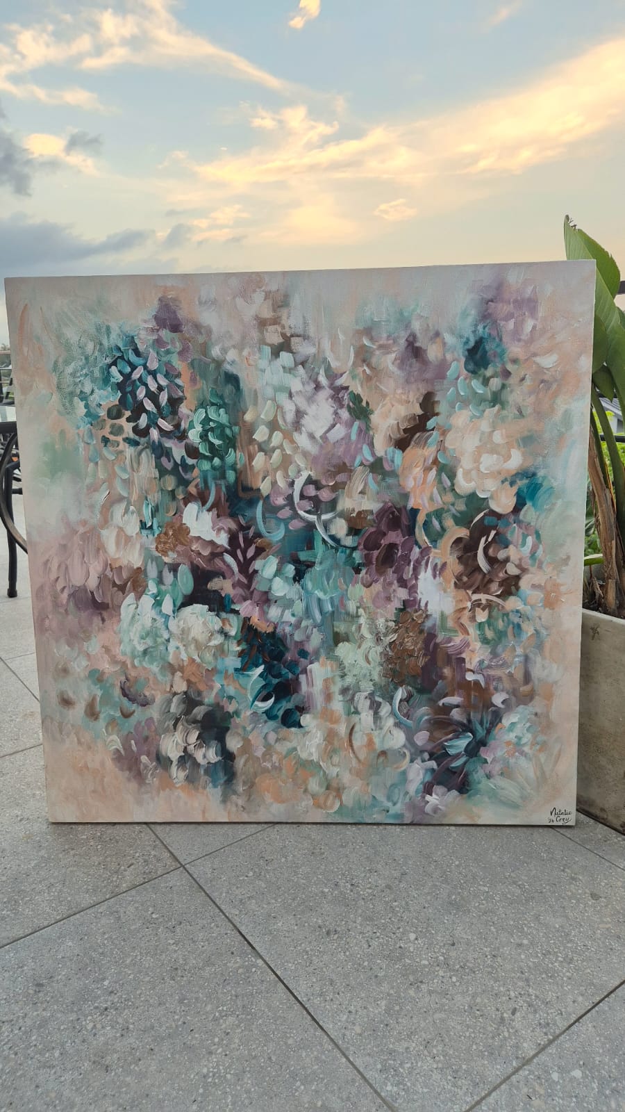 SOLD - "Whispers Of Blooms" - 100 x 100cm - Acrylic on Canvas - Image 9