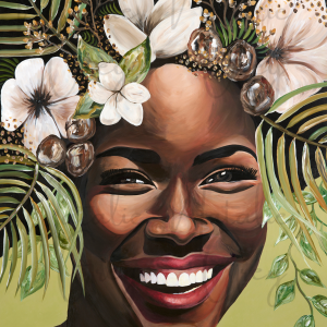 "Tahiti Belle" Natalie Grey Print - Printed onto Slimline Canvas