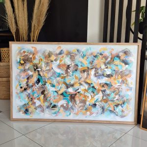 - SOLD - "Sea Of Emotion" - Framed in Oak Wood - 120 x 75cm - Acrylic On Canvas