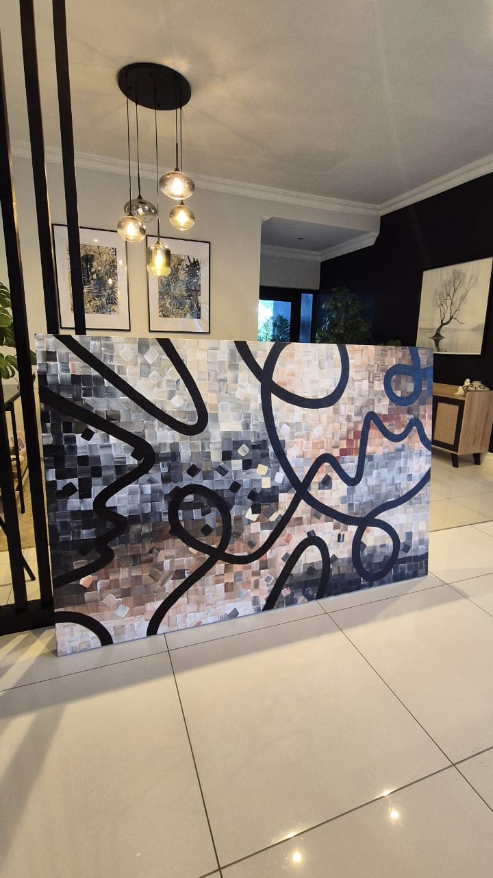 "Fluid Lines" - 150 x 100cm - Acrylic On Canvas - - Framed in Black - Image 3