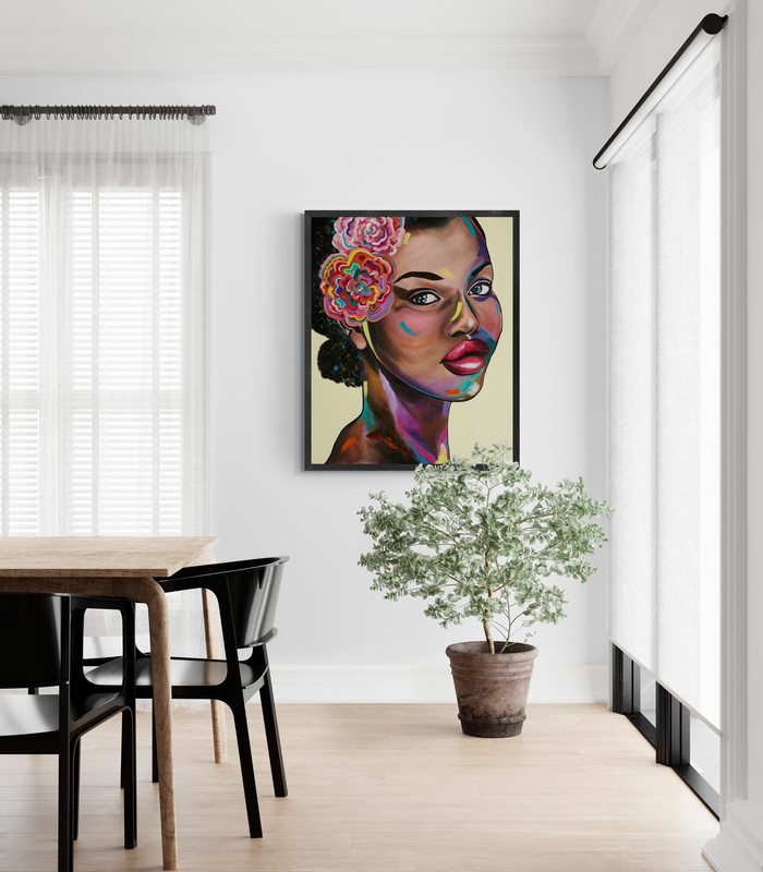 - SOLD - "Kiss Me, Coco" - Framed in Black - A0 - Acrylic On Canvas - Image 5