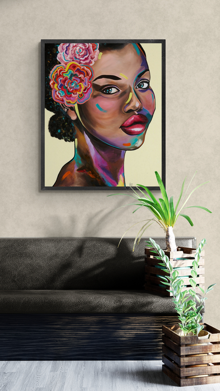 - SOLD - "Kiss Me, Coco" - Framed in Black - A0 - Acrylic On Canvas - Image 4