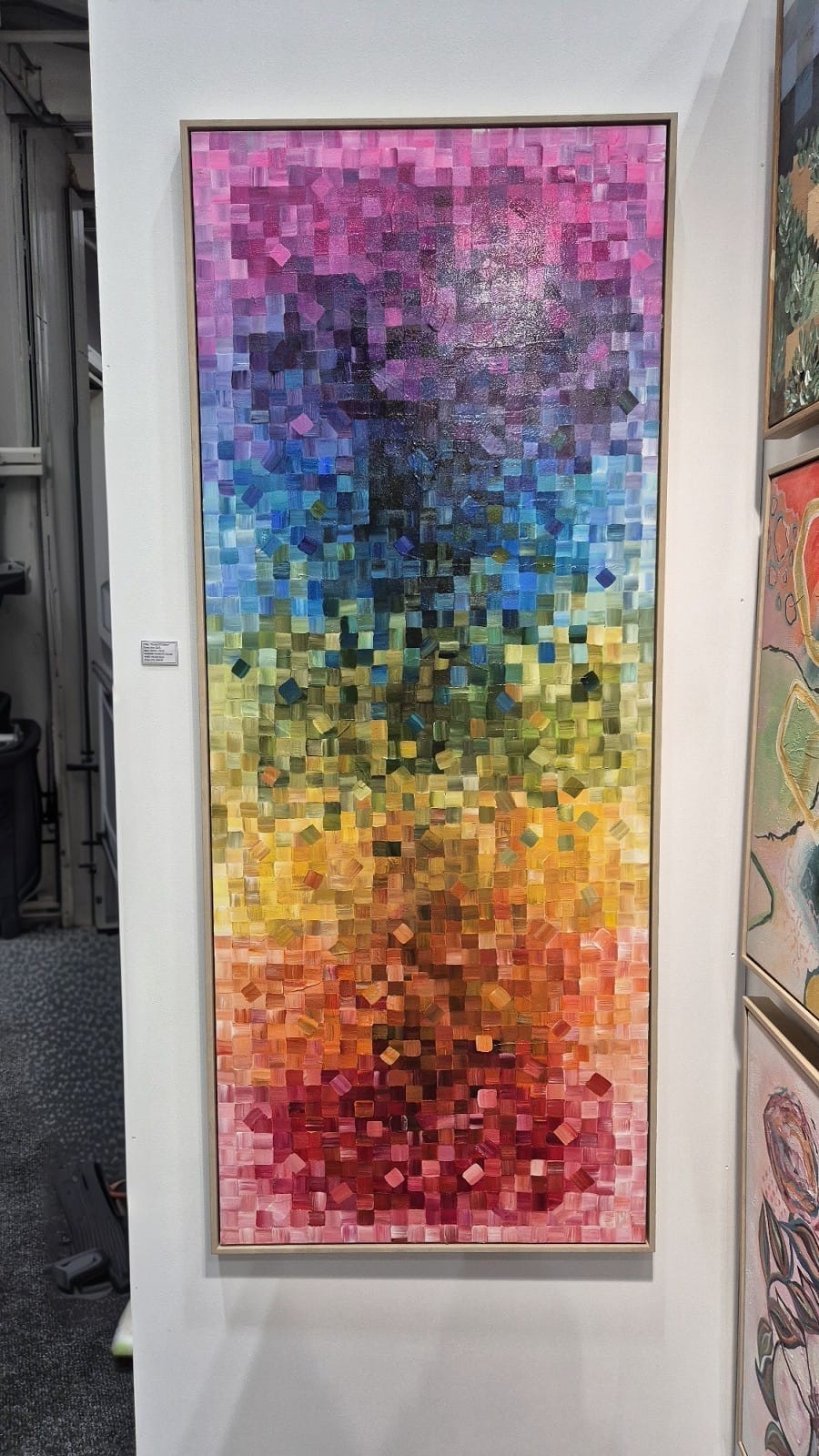 - SOLD - "Parade Of Colour" - 170 x 70cm - Acrylic On Canvas - Framed in Light Oak - - Image 4