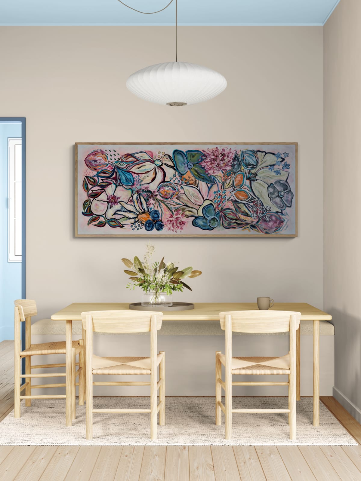 "Whimsical" - 170 x 70cm - Acrylic On Canvas - Framed in Light Oak - Image 14