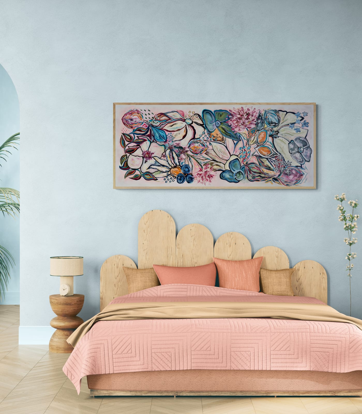 "Whimsical" - 170 x 70cm - Acrylic On Canvas - Framed in Light Oak - Image 11