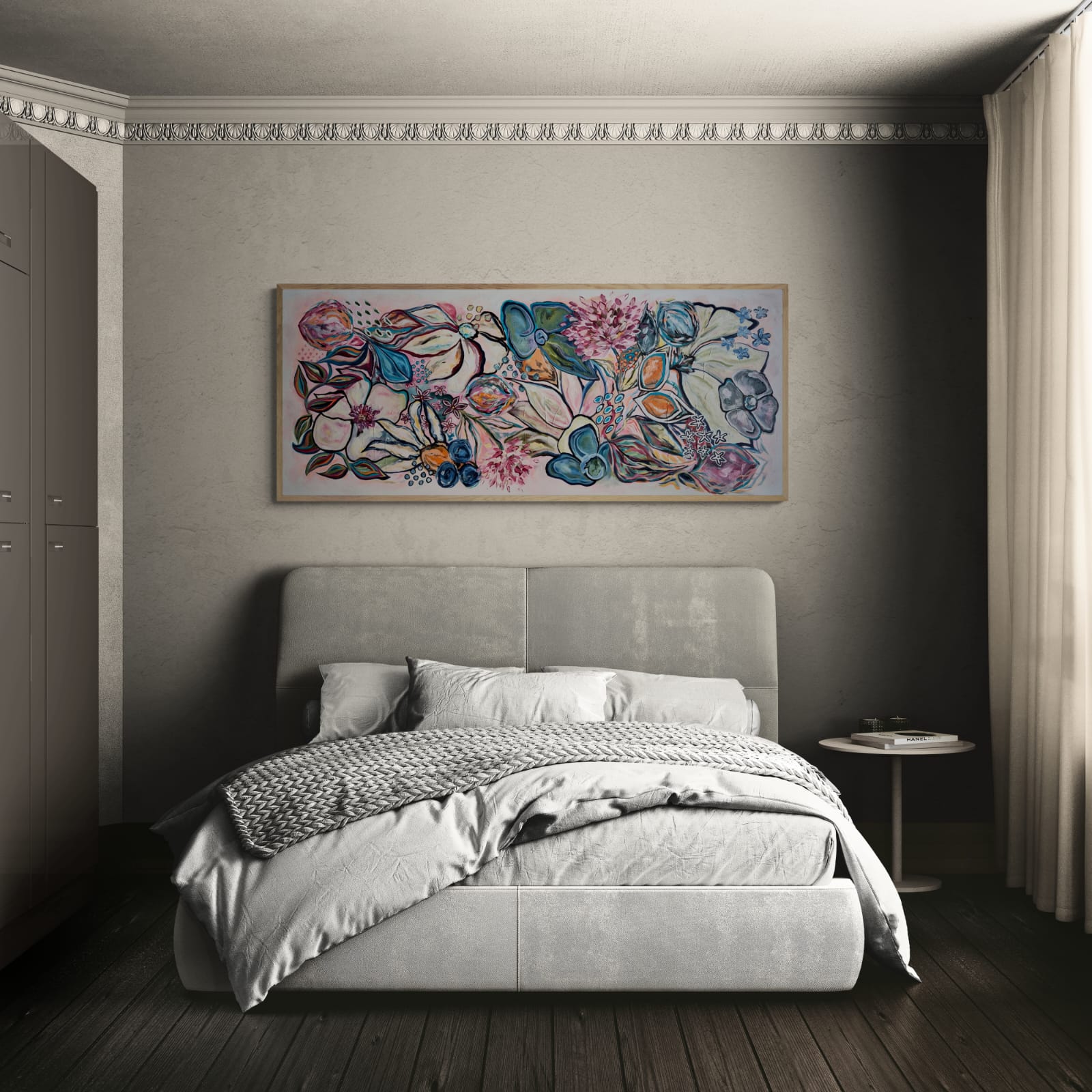 "Whimsical" - 170 x 70cm - Acrylic On Canvas - Framed in Light Oak - Image 10