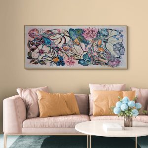 "Whimsical" - 170 x 70cm - Acrylic On Canvas - Framed in Light Oak