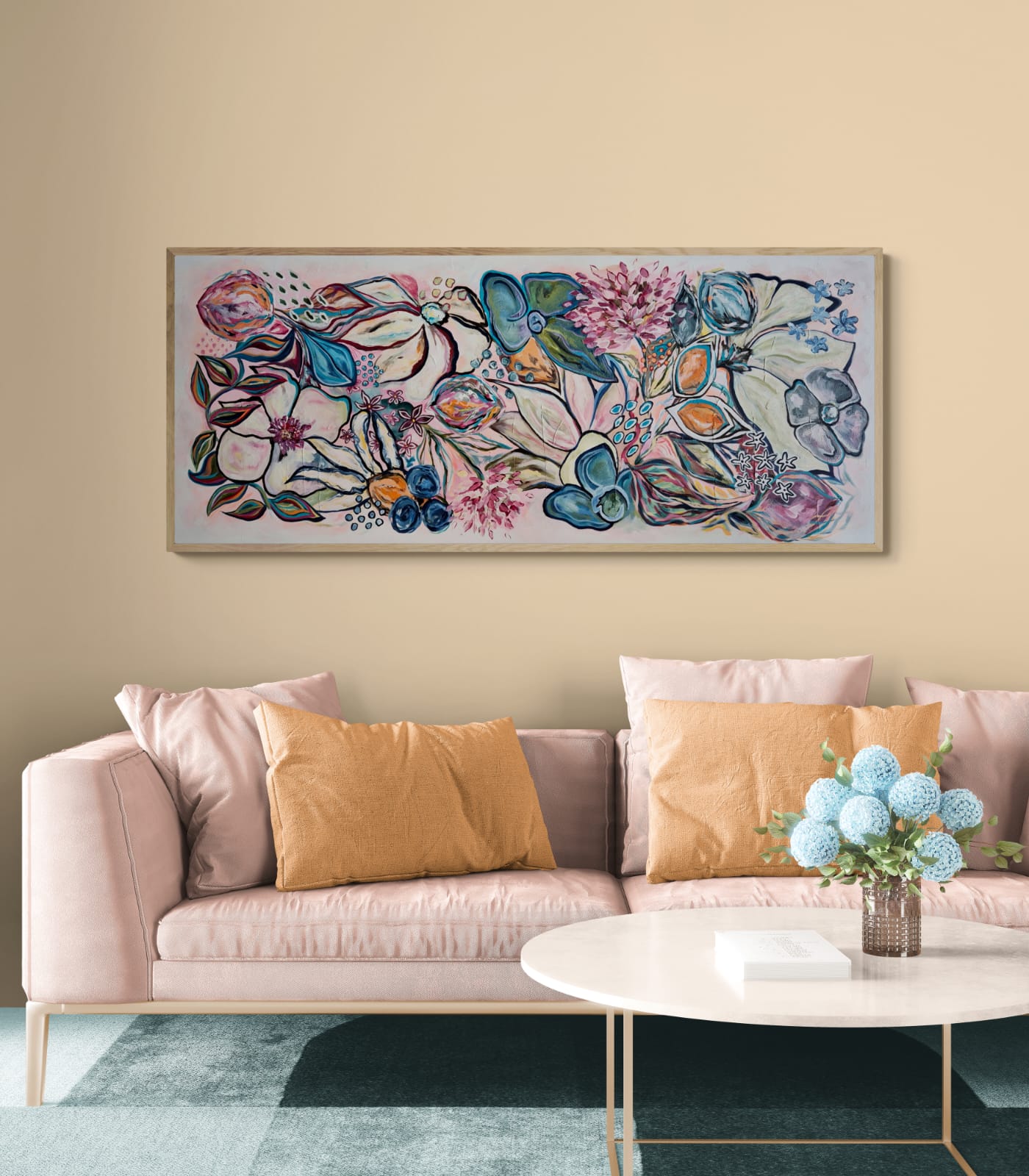 "Whimsical" - 170 x 70cm - Acrylic On Canvas - Framed in Light Oak