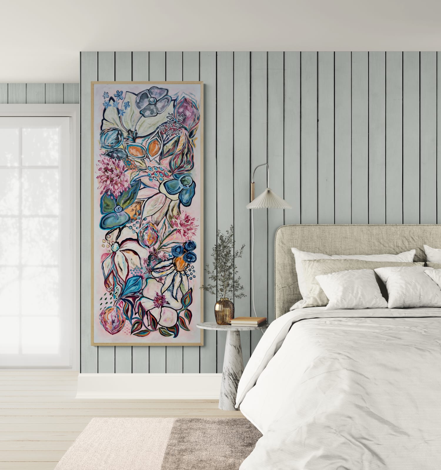 "Whimsical" - 170 x 70cm - Acrylic On Canvas - Framed in Light Oak - Image 7