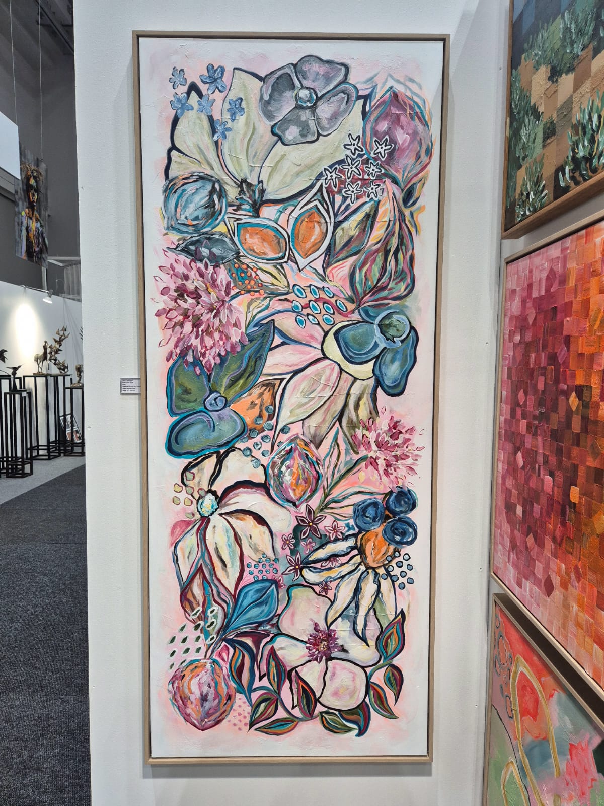 "Whimsical" - 170 x 70cm - Acrylic On Canvas - Framed in Light Oak - Image 3