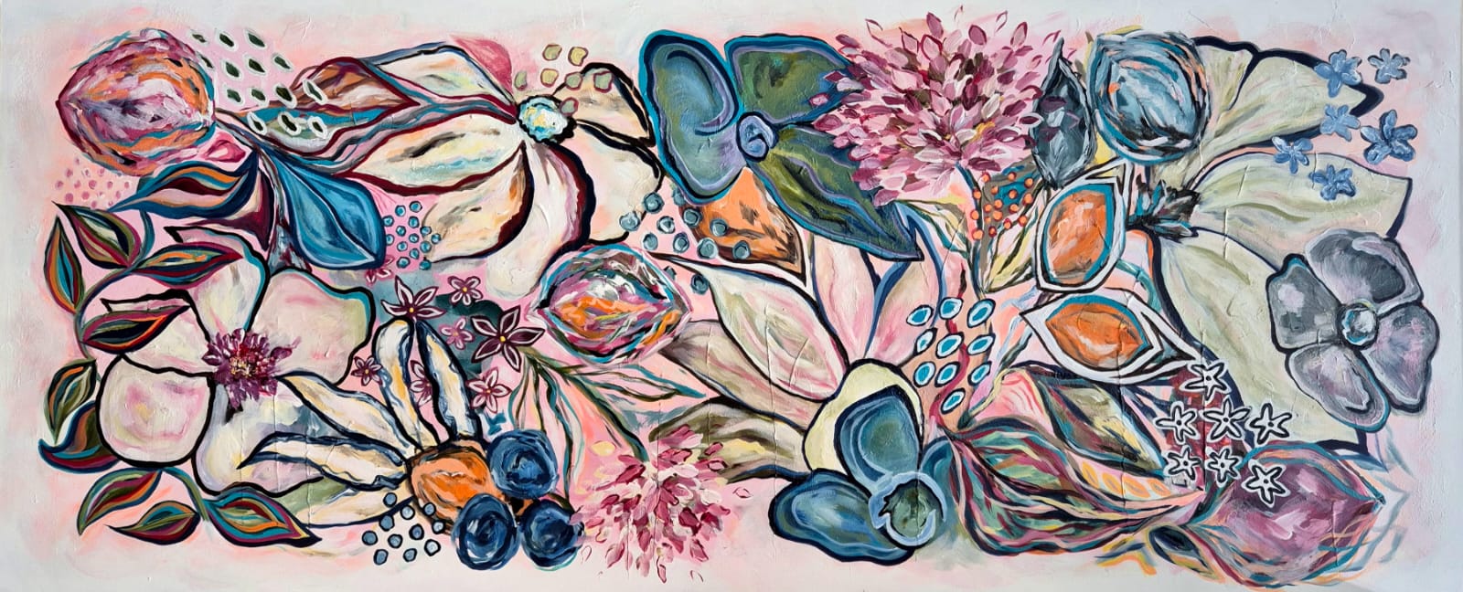 "Whimsical" - 170 x 70cm - Acrylic On Canvas - Framed in Light Oak - Image 4