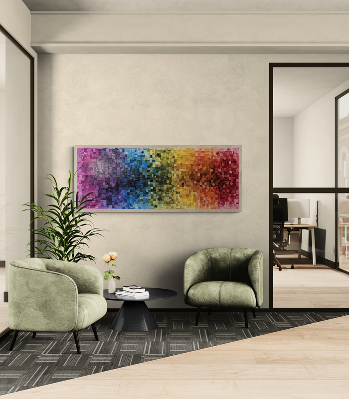 - SOLD - "Parade Of Colour" - 170 x 70cm - Acrylic On Canvas - Framed in Light Oak -