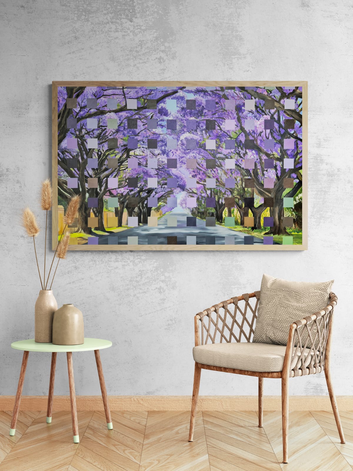 "Purple Reign - Jacaranda Magic" - 119 x 84cm - Acrylic On Canvas - Framed in White