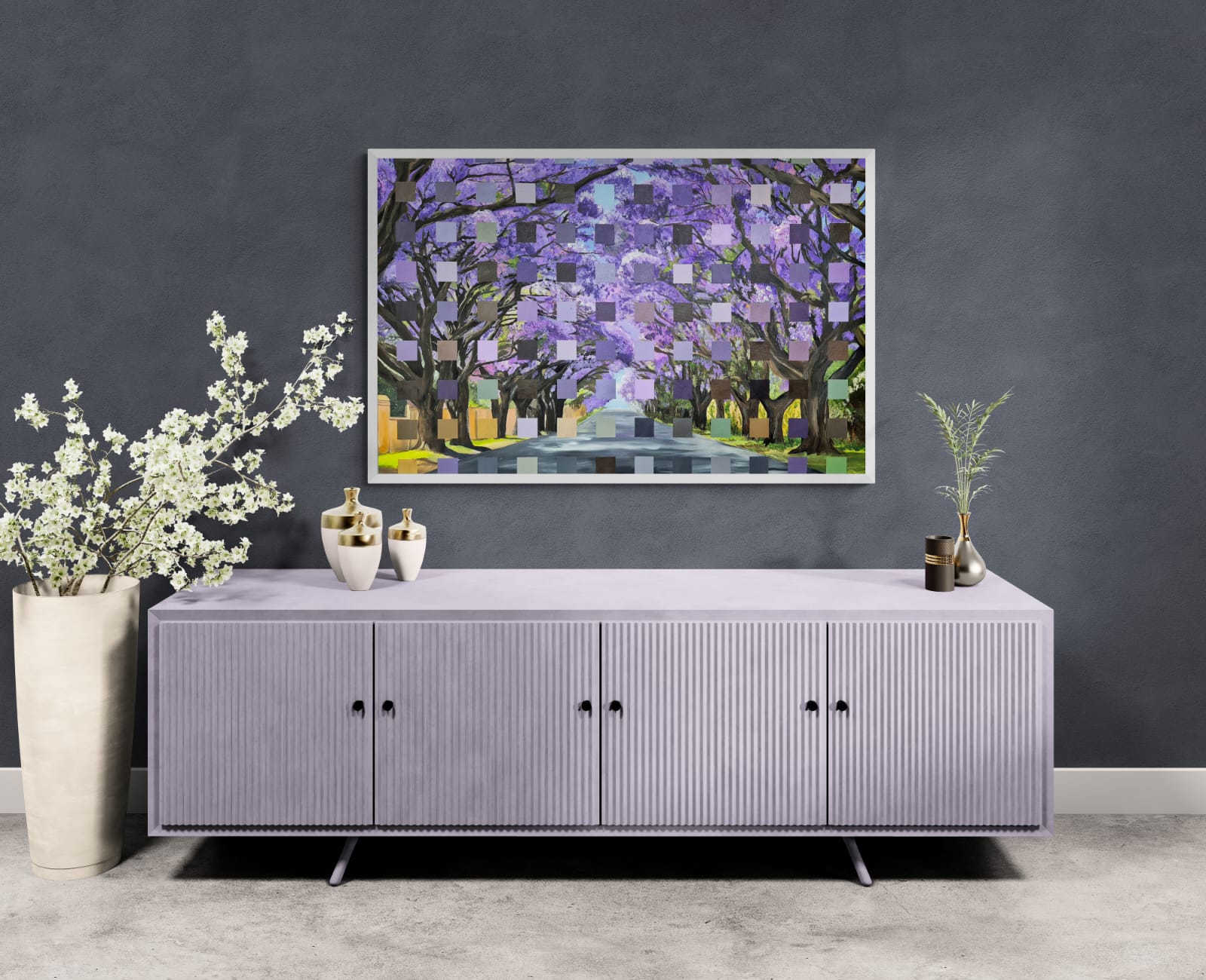 "Purple Reign - Jacaranda Magic" - 119 x 84cm - Acrylic On Canvas - Framed in White - Image 4