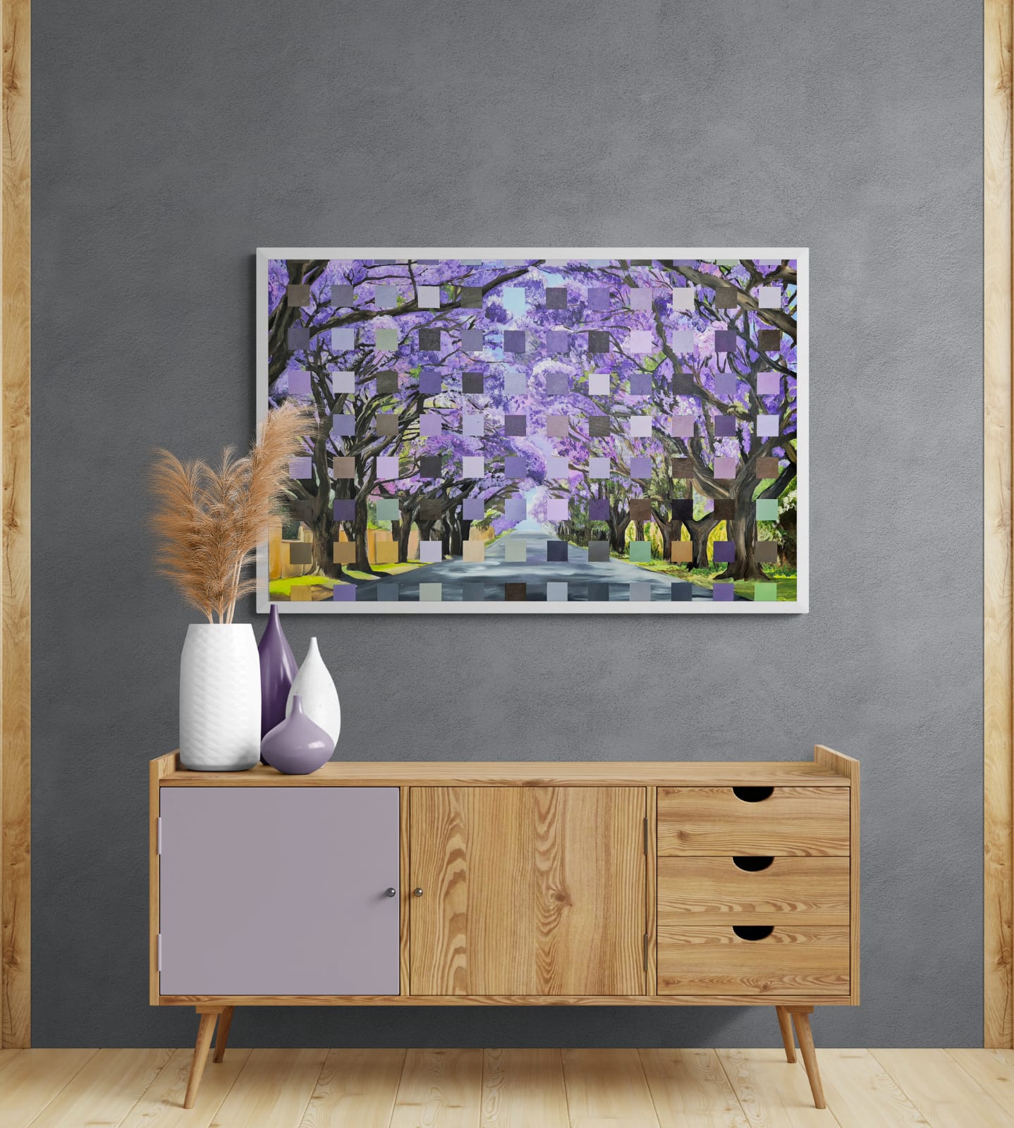 "Purple Reign - Jacaranda Magic" - 119 x 84cm - Acrylic On Canvas - Framed in White - Image 5