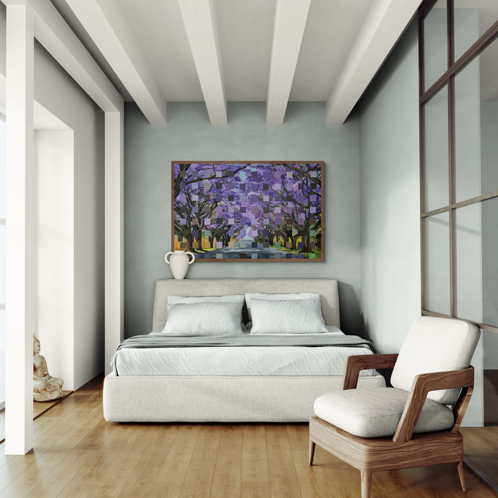 "Purple Reign - Jacaranda Magic" - 119 x 84cm - Acrylic On Canvas - Framed in White - Image 2