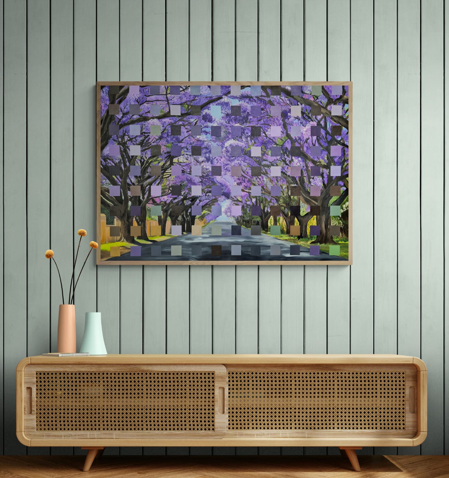 "Purple Reign - Jacaranda Magic" - 119 x 84cm - Acrylic On Canvas - Framed in White - Image 7