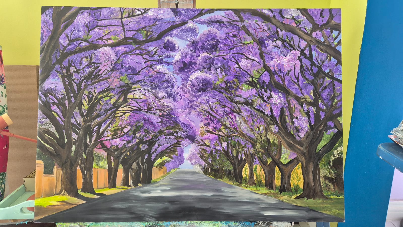 "Purple Reign - Jacaranda Magic" - 119 x 84cm - Acrylic On Canvas - Framed in White - Image 13