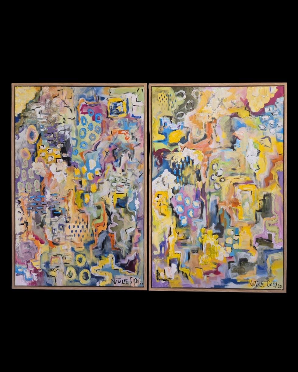 - SOLD - "Dreaming" - Set Of Two - 40 x 60cm each - Acrylic On Canvas - Framed In Natural Oak - Image 7