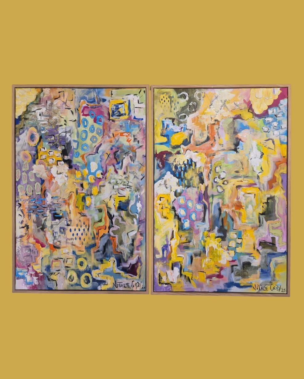 - SOLD - "Dreaming" - Set Of Two - 40 x 60cm each - Acrylic On Canvas - Framed In Natural Oak - Image 11