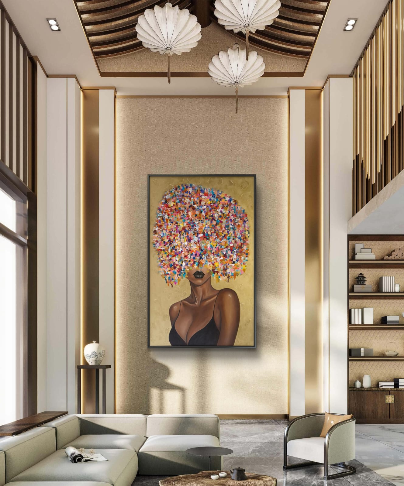 - SOLD - "All Eyes On Her" - 154 x 244cm - Acrylic On Canvas - Framed in Black - Image 7