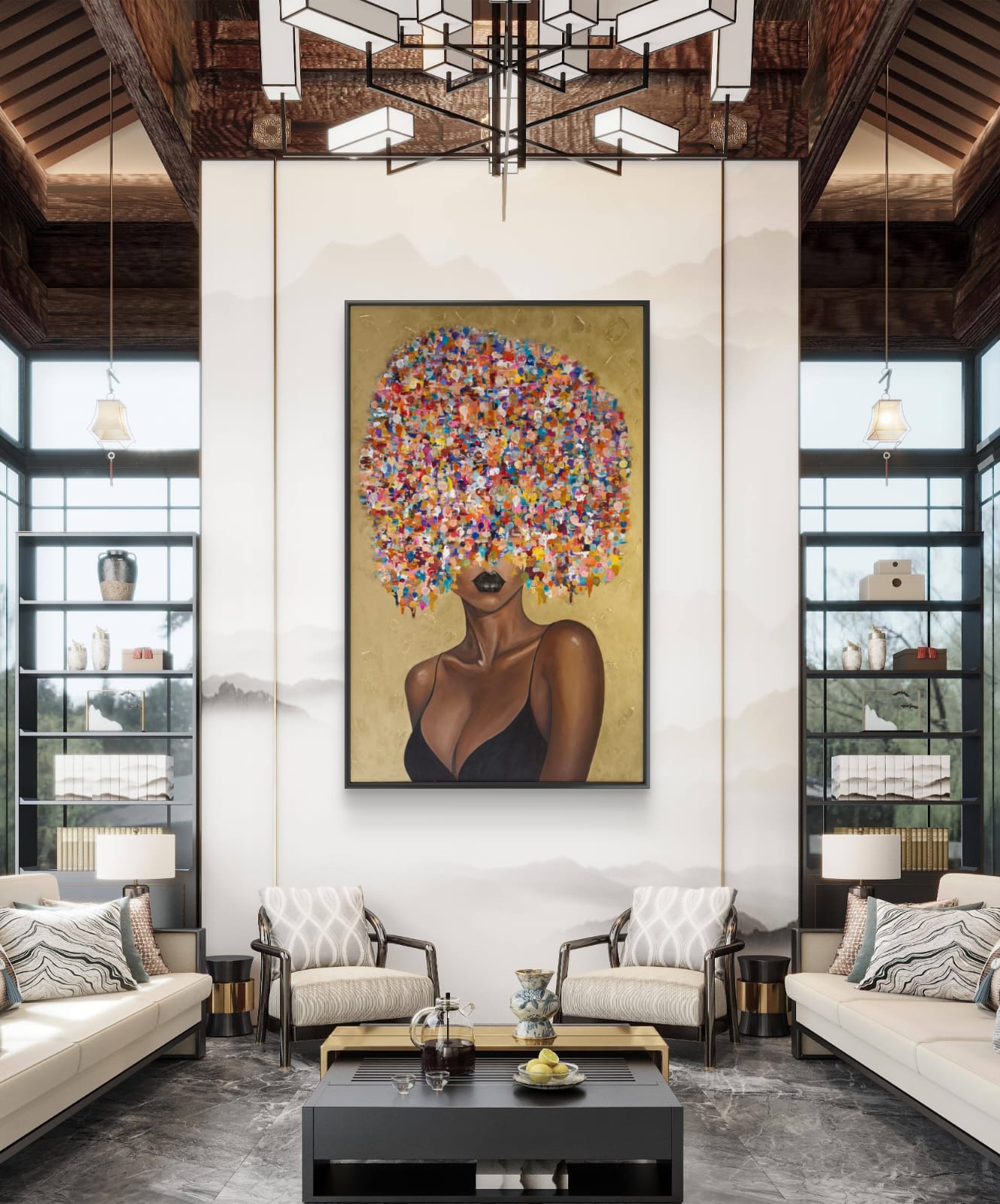 - SOLD - "All Eyes On Her" - 154 x 244cm - Acrylic On Canvas - Framed in Black - Image 2