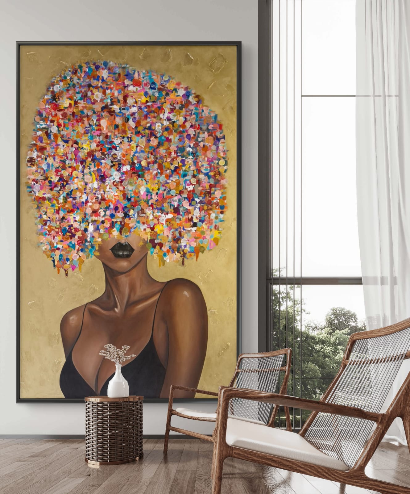 - SOLD - "All Eyes On Her" - 154 x 244cm - Acrylic On Canvas - Framed in Black - Image 8