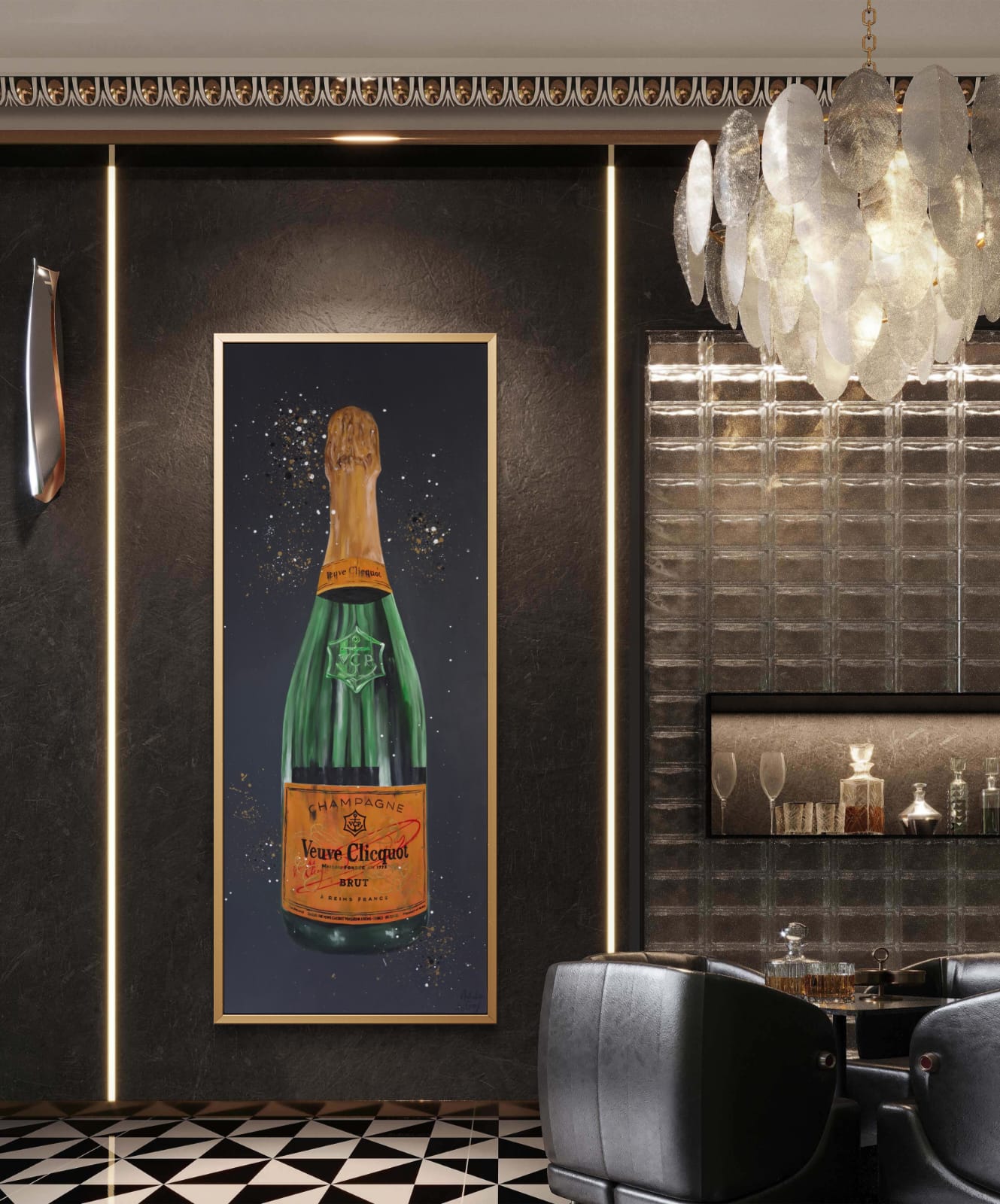 Celebration Cliquot - 84 x 204cm - Acrylic On Canvas - Framed in Gold - Image 6