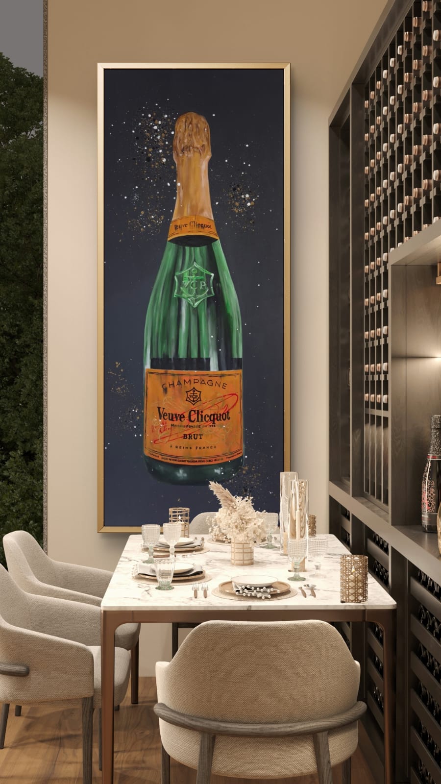 Celebration Cliquot - 84 x 204cm - Acrylic On Canvas - Framed in Gold - Image 3