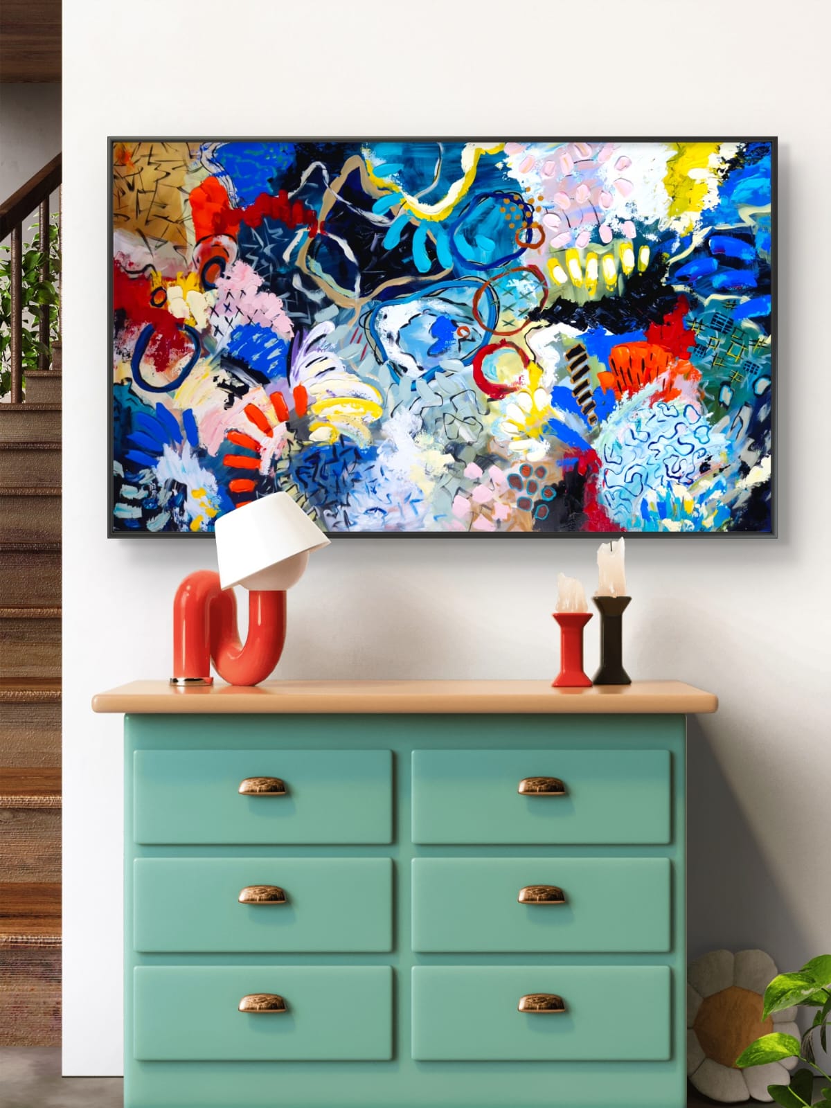 - SOLD - "Electric Tide" - 90 x 152cm - Acrylic On Canvas - Image 6